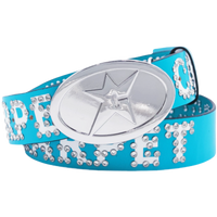 Carpet Rhinestone Leather Belt [Carolina Blue]