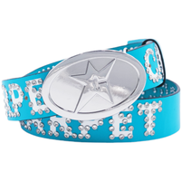 Carpet Rhinestone Leather Belt [Carolina Blue]