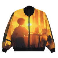 Orange Bomber with cartoon imagery 