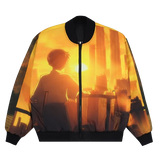 Orange Bomber with cartoon imagery 