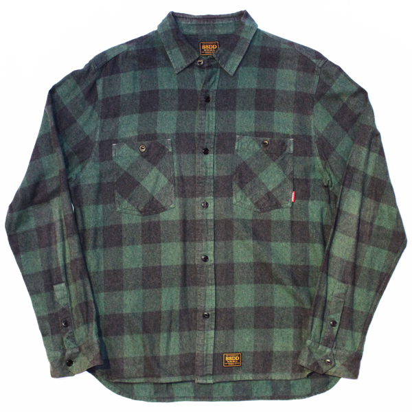 FUCT SSDD Flannel Button Long Sleeve Shirt [Green Plaid]