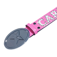 Carpet Rhinestone Leather Belt [Hot Pink]